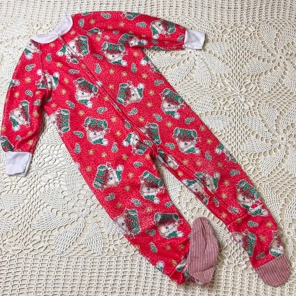 Screamers Pajamas Vintage Red Fleece Christmas Bears Footie